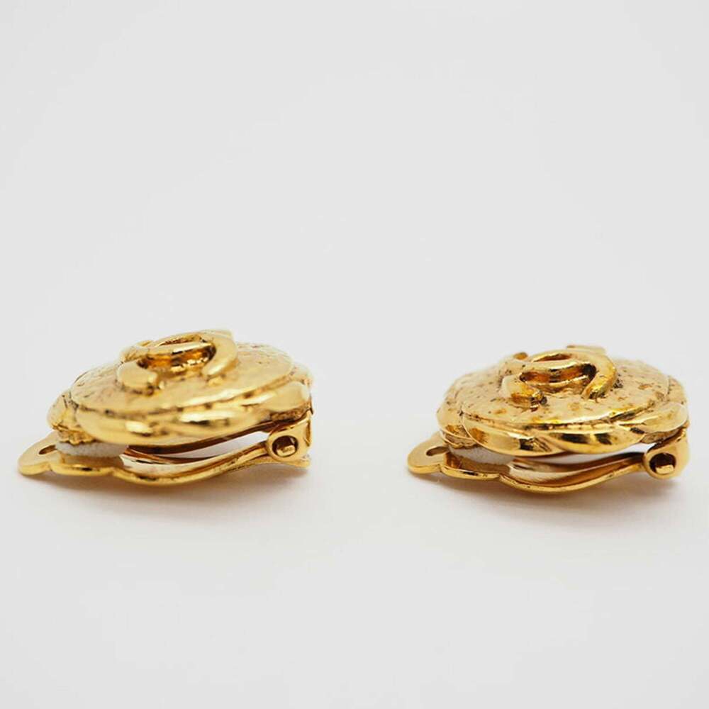 CHANEL Authentic Gold Logo Earrings - Picture 2 of 8
